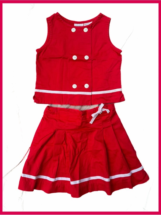 Hartstrings Other - Hartstrings 2 pc set 5 red white vintage boutique shirt skort skirt retro girl